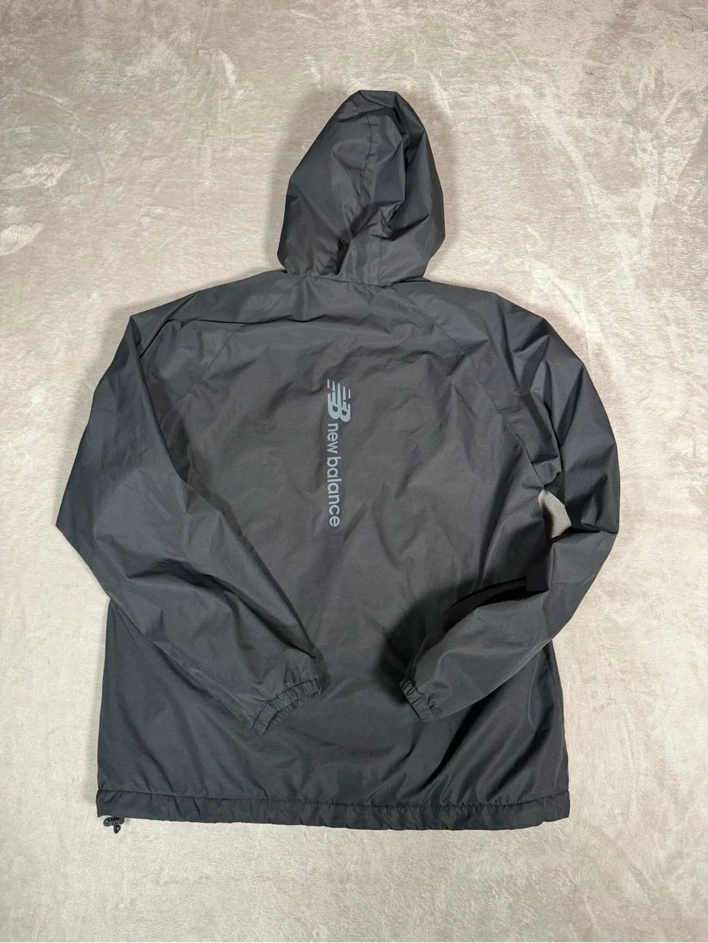 New Balance Black Hooded Windbreaker with Reflective Logo